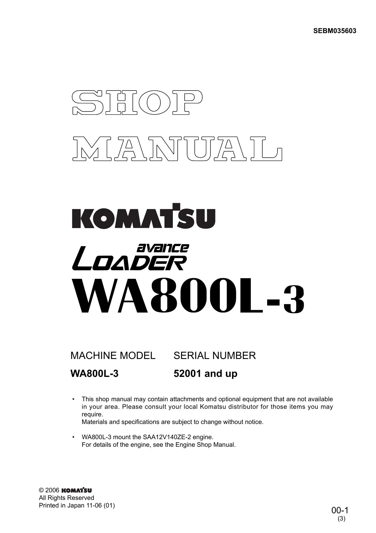 WA800L-3 Shop Manual